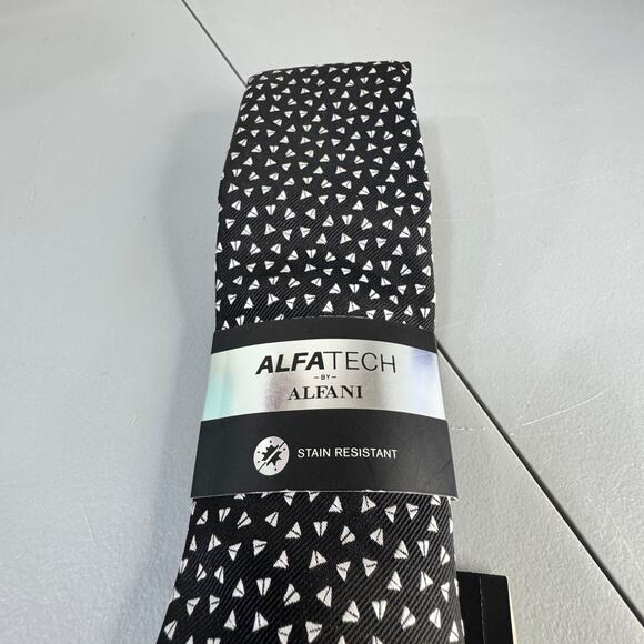 ALFANI ALFATECH Mens Necktie Pelican Neat Black Stain Resistant New - Picture 1 of 11